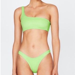 Triangl One-Shoulder Bikini lime sparkle